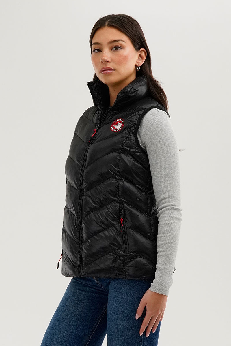Canada Weather Gear Chevron Bubble Vest - Black - Womens Vests - Fairweather