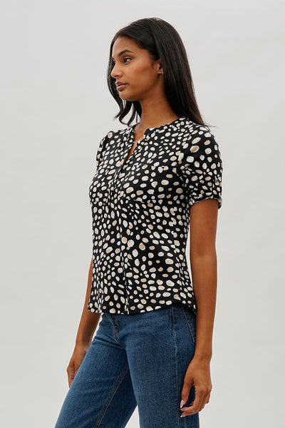 International INC Company Patterned Short Sleeve Blouse - Black - Womens Shirts & Blouses - Fairweather