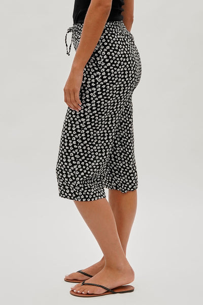 International INC Company Floral Tie Waist Capris - Black - Womens Shorts & Capris - Fairweather
