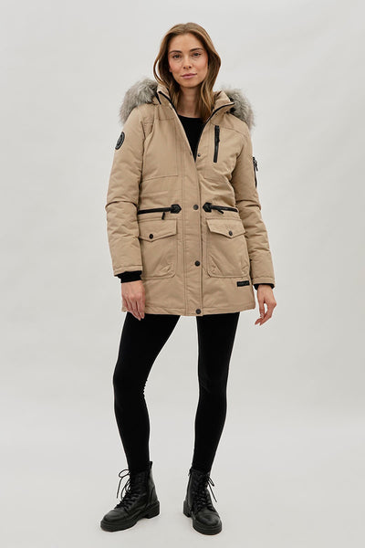 Parka doublée en fausse fourrure Canada Weather Gear – Beige