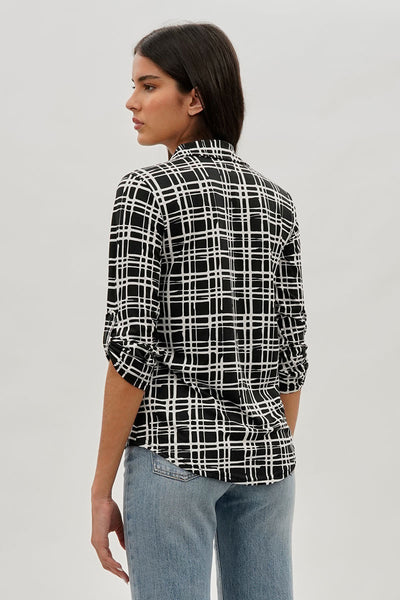 Majora Patterned Collared Blouse - Black - Womens Shirts & Blouses - Fairweather