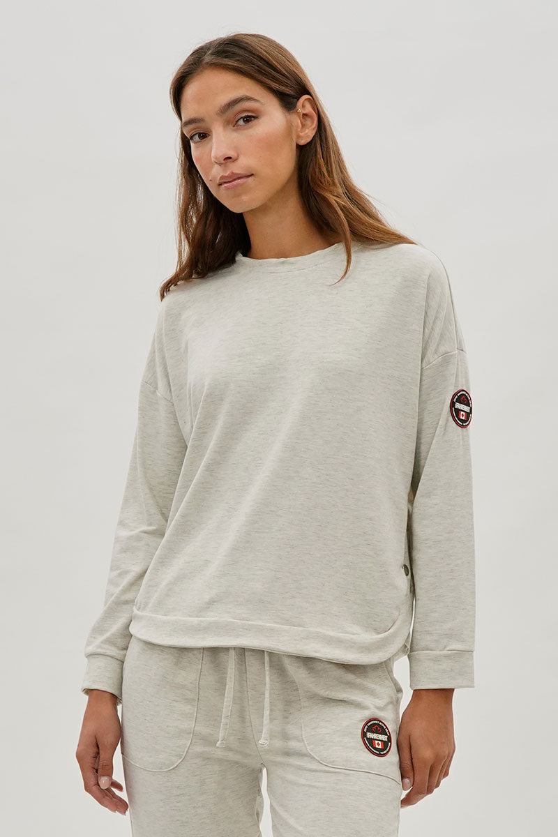 Pull Fahrenheit à épaules tombantes et boutons sur le côté - Crème