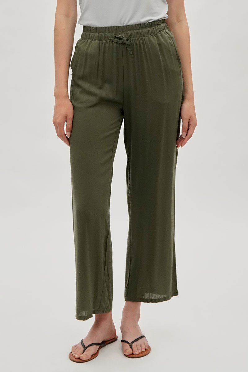 International INC Company Tie Waist Wide Leg Pants - Olive - Womens Pants - Fairweather