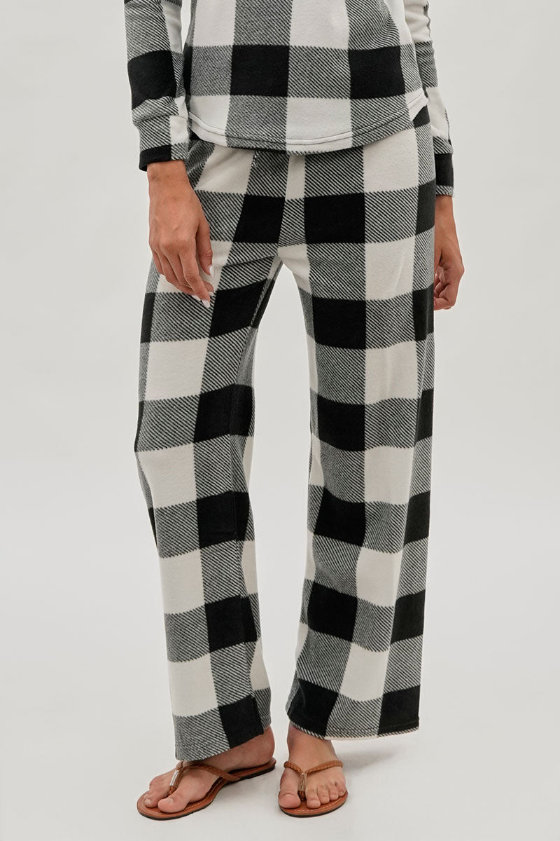 Canada Weather Gear Plaid Print Wide Leg Pajama Pants - White - Womens Pajamas - Fairweather
