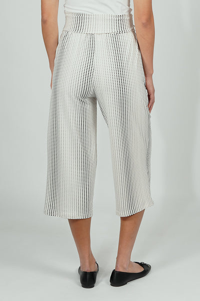 Beechers Brook Dotted Pattern Fold Over Cropped Pants - White - Womens Pants - Fairweather