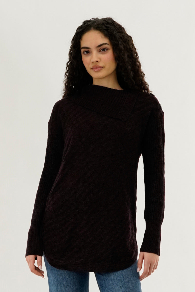 Beechers Brook High Neck Pullover Sweater - Burgundy - Womens Pullover Sweaters - Fairweather
