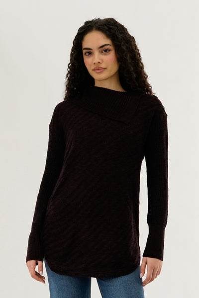Beechers Brook High Neck Pullover Sweater - Burgundy - Womens Pullover Sweaters - Fairweather