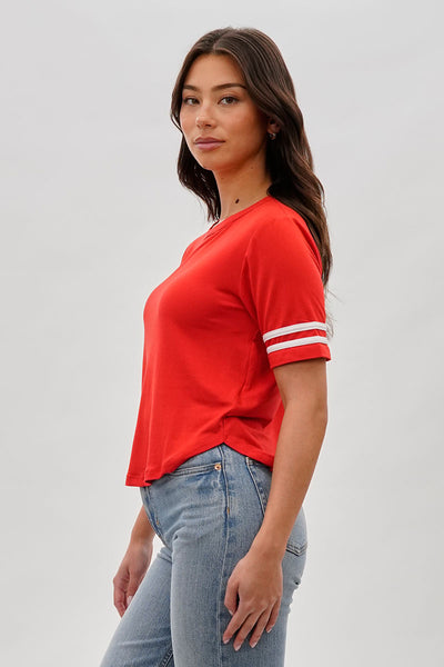 Stylexchange Vintage Striped Varsity Tee - Red - Womens Tees & Tank Tops - Fairweather