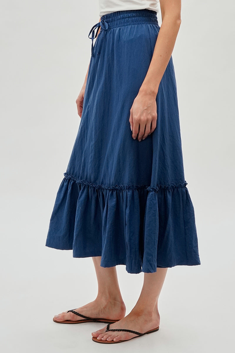 Runaway Bay Tiered Cinched Skirt - Blue - Womens Skirts - Fairweather