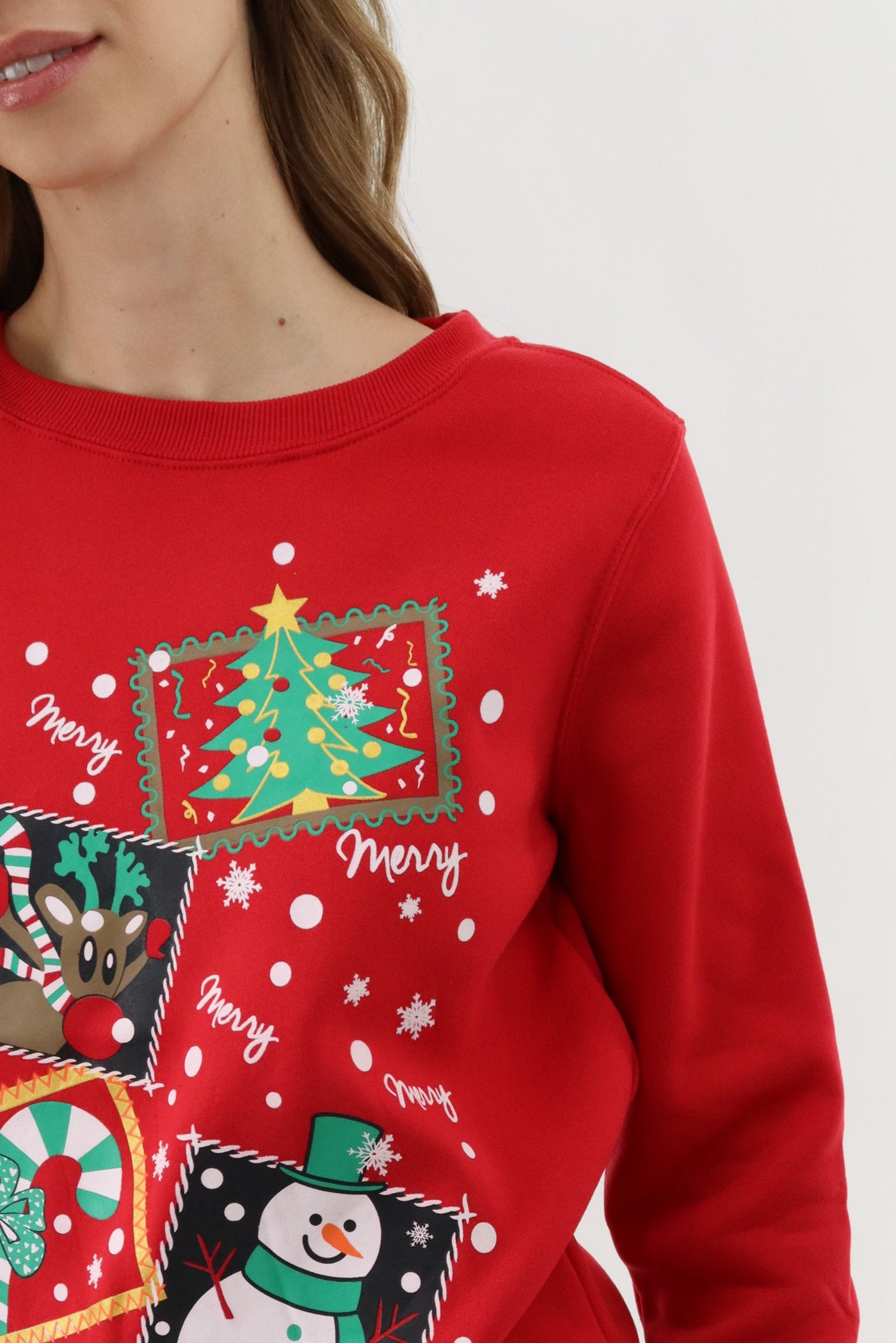 Festive Merry Christmas Sweater - Red - Womens Christmas Sweaters - Fairweather
