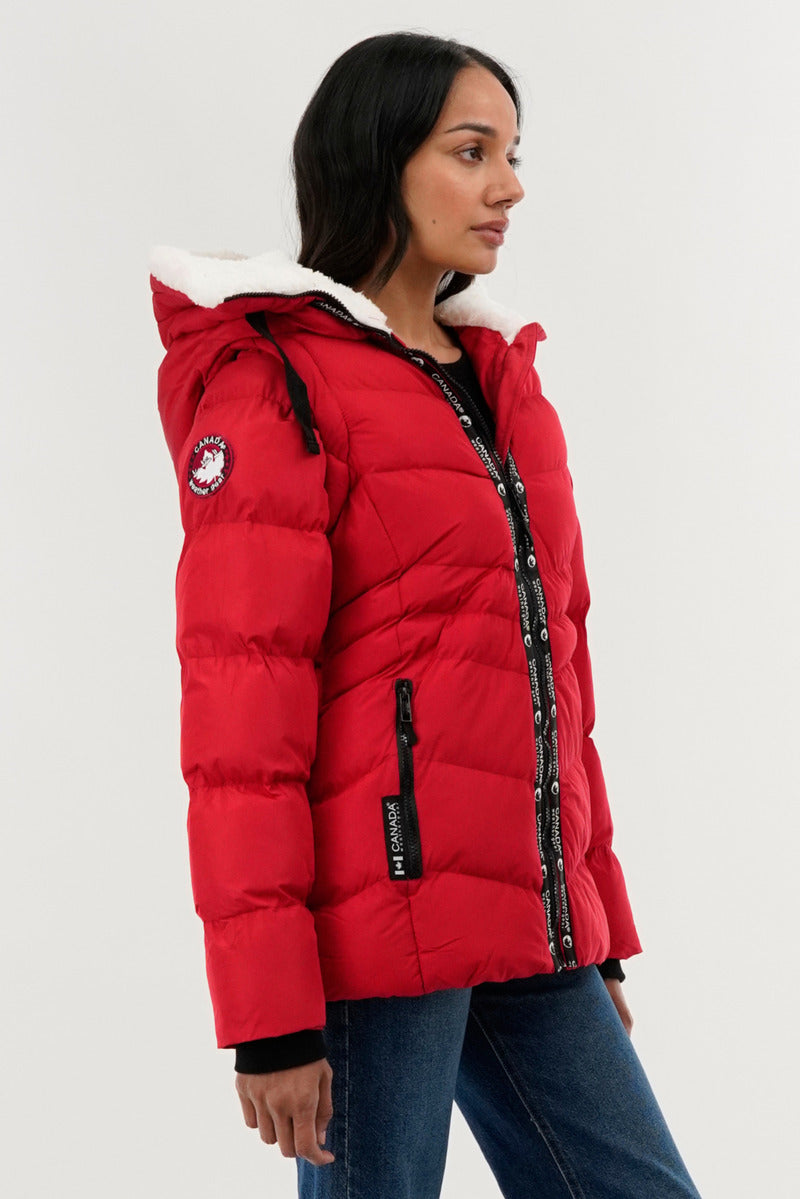 Canada Weather Gear Zip Off Sleeve Bomber Jacket - Red - Womens Bomber Jackets - Fairweather