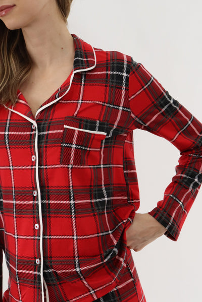 Canada Weather Gear Long Sleeve Button Up Pajama Top - Red - Womens Pajamas - Fairweather