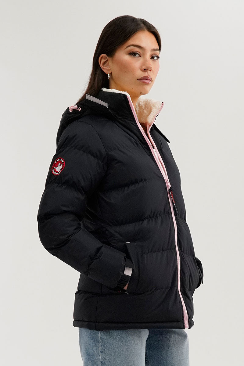 Canada Weather Gear Sherpa Lined Collar Bomber Jacket - Navy - Womens Bomber Jackets - Fairweather