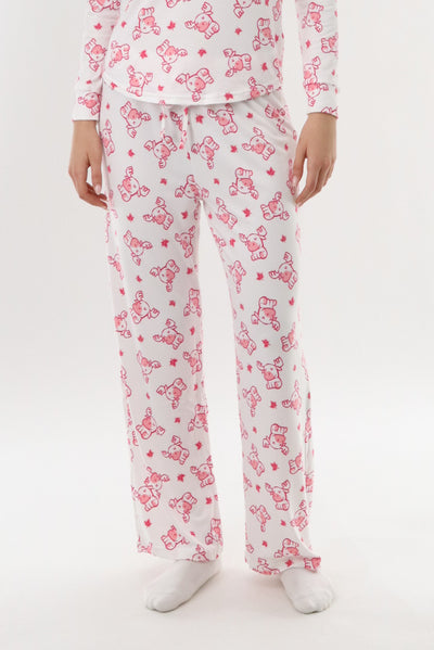 Canada Weather Gear Long Printed Pajama Pants - White - Womens Pajamas - Fairweather