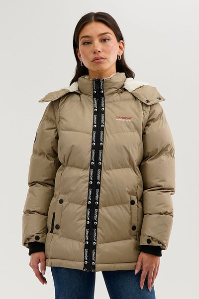 Canada Weather Gear Zip Off Sleeve Parka Jacket - Beige - Womens Parka Jackets - Fairweather