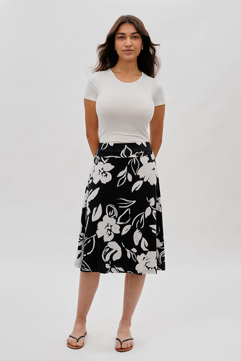 International INC Company Floral Fold Over Skirt - Black - Womens Skirts - Fairweather