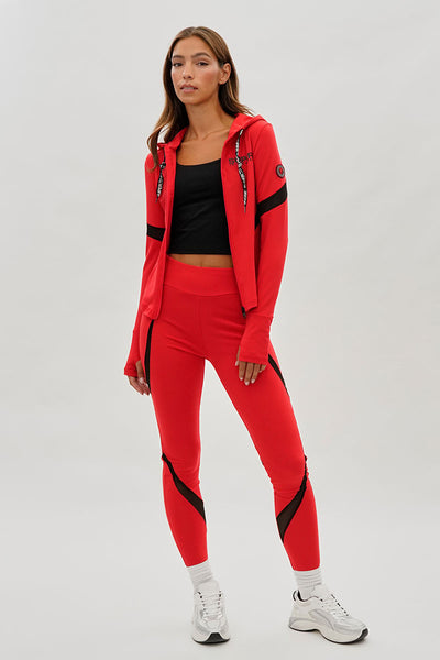 Super Triple Goose Zip Up Active Hoodie - Red - Womens Hoodies & Sweatshirts - Fairweather