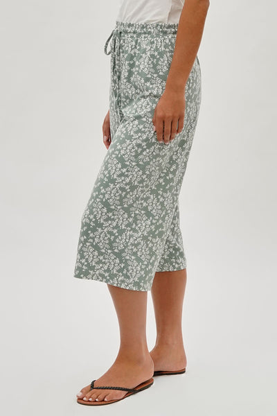 International INC Company Floral Tie Waist Capris - Mint - Womens Shorts & Capris - Fairweather