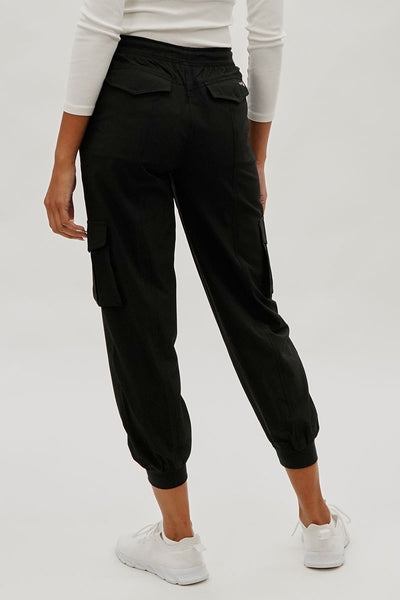 Canada Weather Gear Tie Waist Cargo Joggers - Black - Womens Joggers & Sweatpants - Fairweather