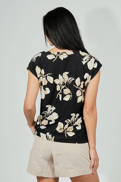 Beechers Brook Floral Circle Neck Tee - Black - Womens Tees & Tank Tops - Fairweather
