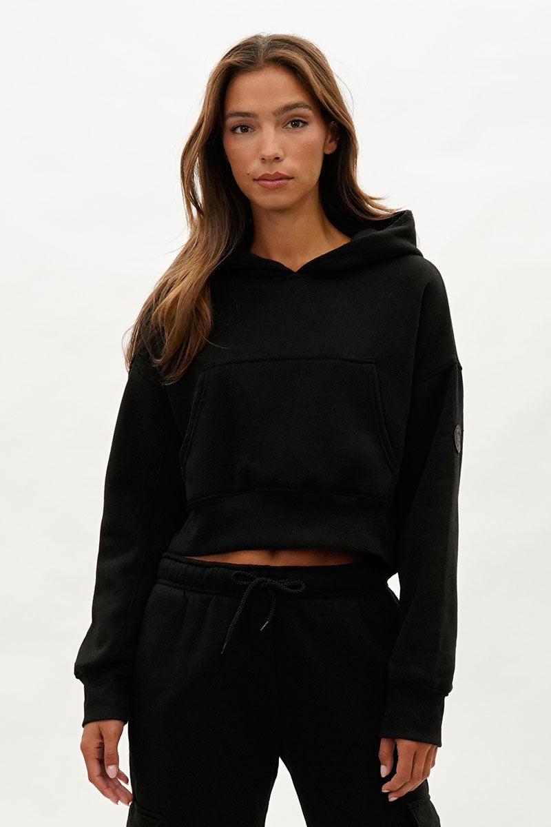 Fahrenheit Cropped Drop Shoulder Hoodie - Black - Womens Hoodies & Sweatshirts - Fairweather
