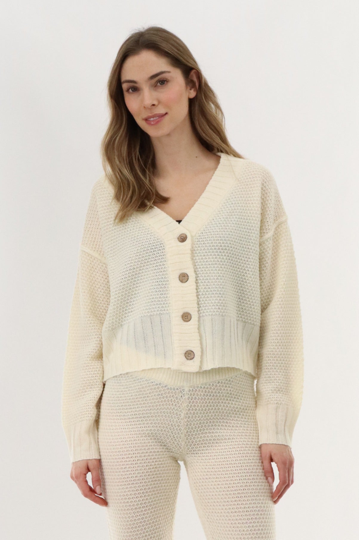 Runaway Bay V-Neck Knit Cardigan - Cream - Womens Cardigans - Fairweather