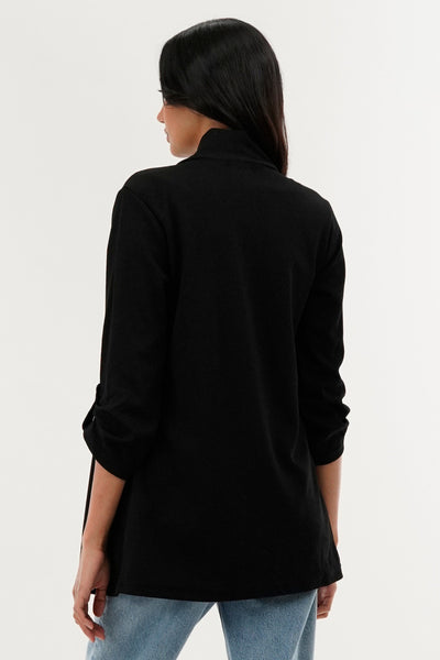 International INC Company Roll Up Sleeve Cardigan - Black - Womens Cardigans - Fairweather