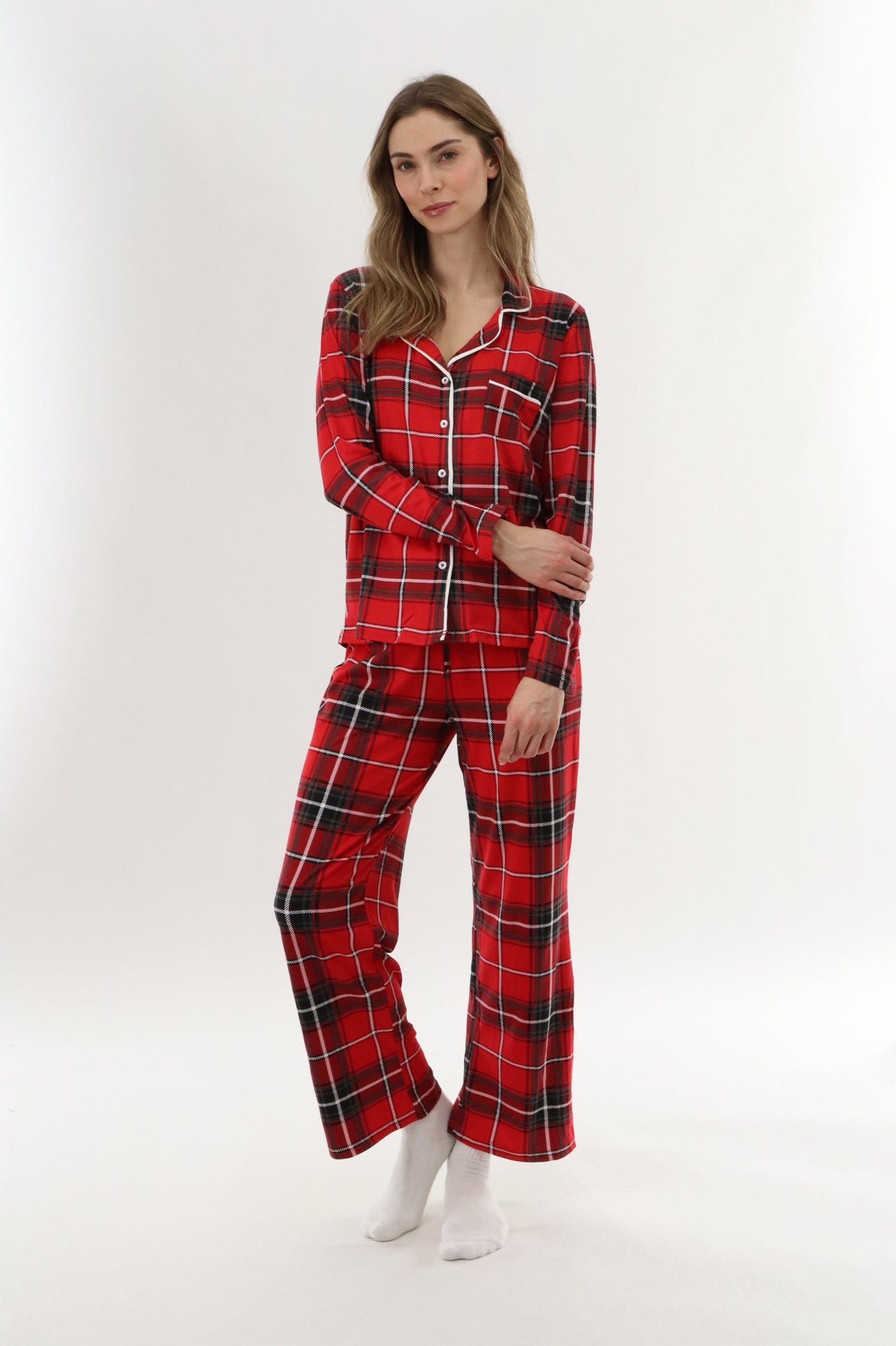Canada Weather Gear Wide Leg Plaid Pajama Pants - Red - Womens Pajamas - Fairweather