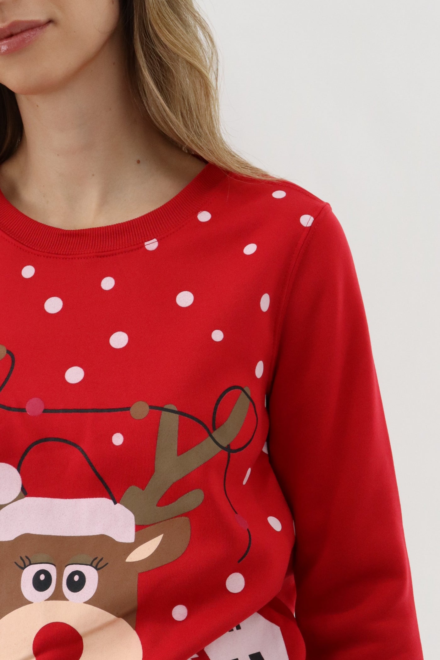 Festive Reindeer Christmas Sweater - Red - Womens Christmas Sweaters - Fairweather