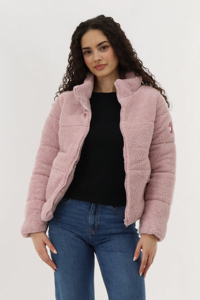 Canada Weather Gear Sherpa Bomber Jacket - Pink - Womens Bomber Jackets - Fairweather