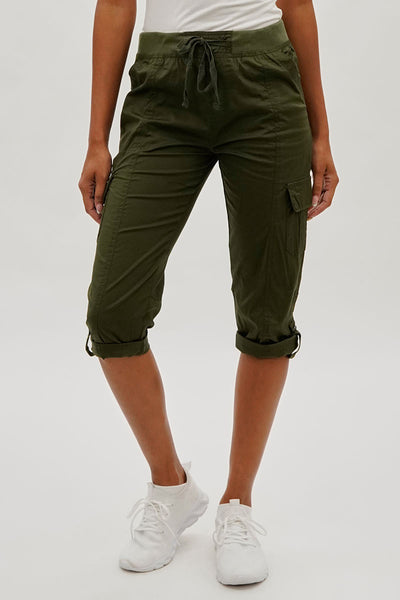 International INC Company Tie Waist Cargo Capris - Olive - Womens Shorts & Capris - Fairweather