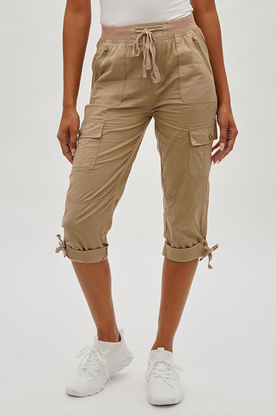 International INC Company Drawstring Cargo Capris - Beige - Womens Shorts & Capris - Fairweather