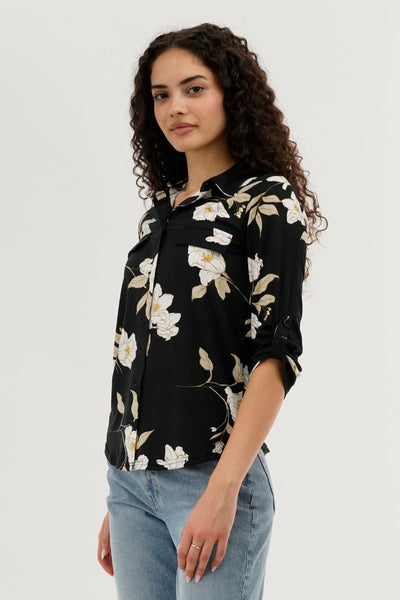 Majora Floral Button Up Blouse - Black - Womens Shirts & Blouses - Fairweather