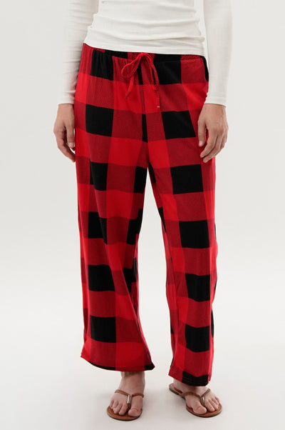 Canada Weather Gear Plaid Wide Leg Pajama Pants - Red - Womens Pajamas - Fairweather