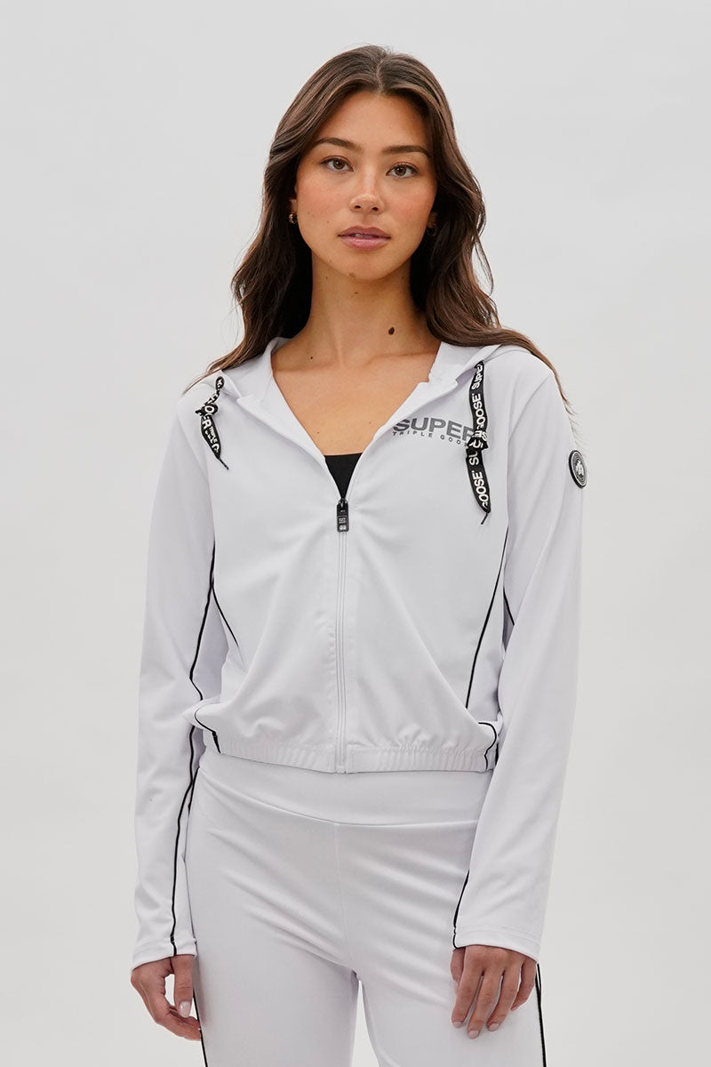 Super Triple Goose Cropped Active Hoodie - White - Womens Hoodies & Sweatshirts - Fairweather