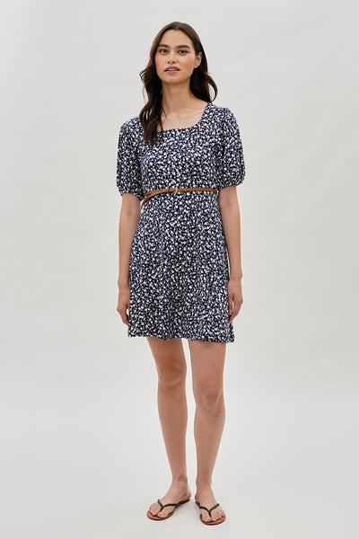 Costa Blanca Floral Puff Sleeve Day Dress - Navy - Womens Day Dresses - Fairweather