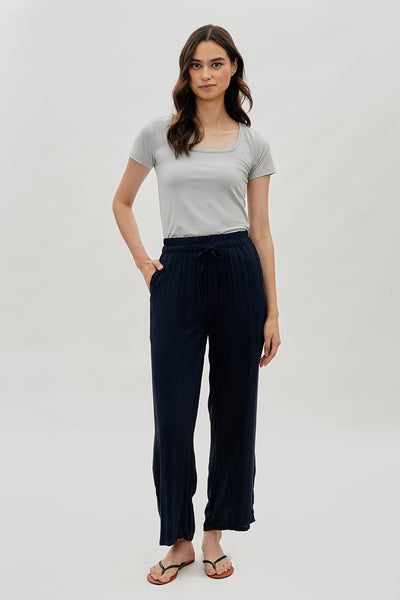 International INC Company Tie Waist Wide Leg Pants - Navy - Womens Pants - Fairweather