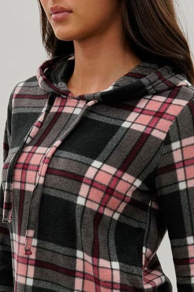 Canada Weather Gear Plaid Hooded Pajama Top - Black - Womens Pajamas - Fairweather