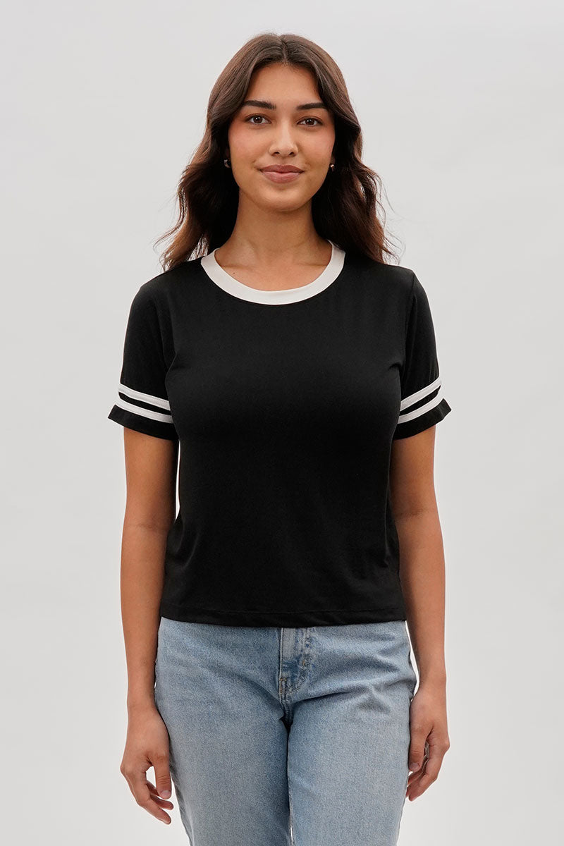 Stylexchange Vintage Striped Ringer Tee - Black - Womens Tees & Tank Tops - Fairweather
