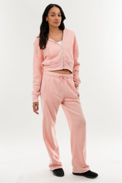 Fahrenheit Cropped Zip Up Hoodie - Pink - Womens Hoodies & Sweatshirts - Fairweather
