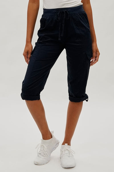 International INC Company Tie Waist Cargo Capris - Navy - Womens Shorts & Capris - Fairweather