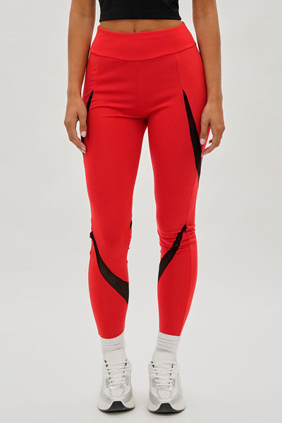 Super Triple Goose High Waisted Leggings - Red - Womens Leggings - Fairweather