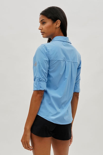 Canada Weather Gear Button Up Utility Shirt - Blue - Womens Shirts & Blouses - Fairweather