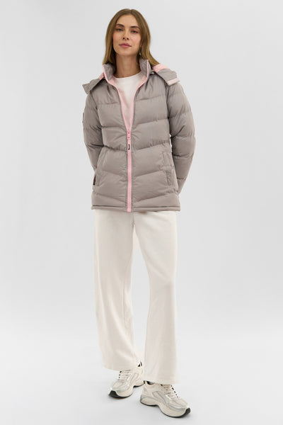 Canada Weather Gear Chevron Bubble Bomber Jacket - Stone - Womens Bomber Jackets - Fairweather