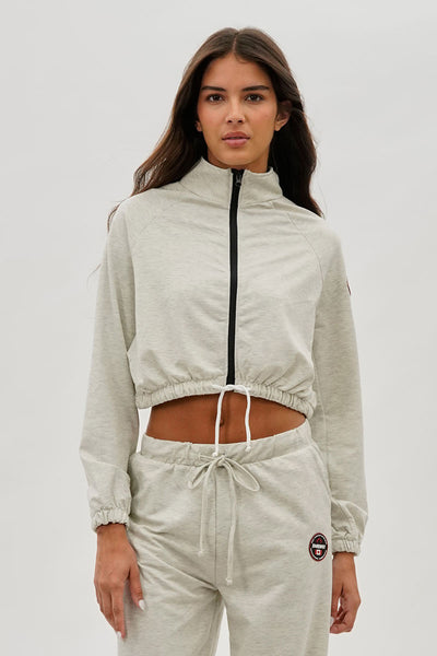 Fahrenheit Cropped Drawstring Lightweight Jacket - Cream - Womens Lightweight Jackets - Fairweather