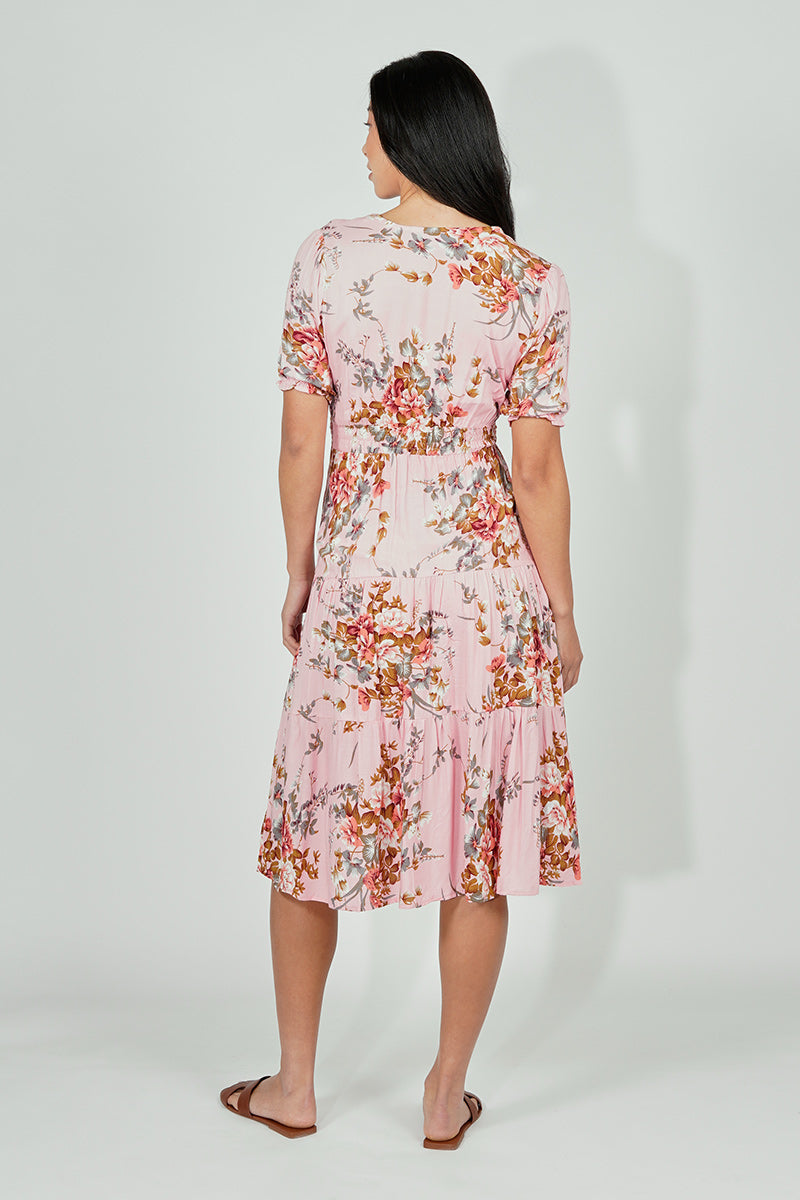 Limite Floral Smocked Tiered Maxi Dress - Pink - Womens Maxi Dresses - Fairweather