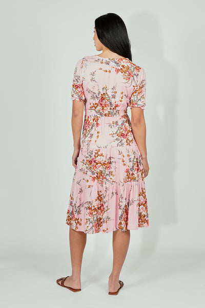 Limite Floral Smocked Tiered Maxi Dress - Pink - Womens Maxi Dresses - Fairweather