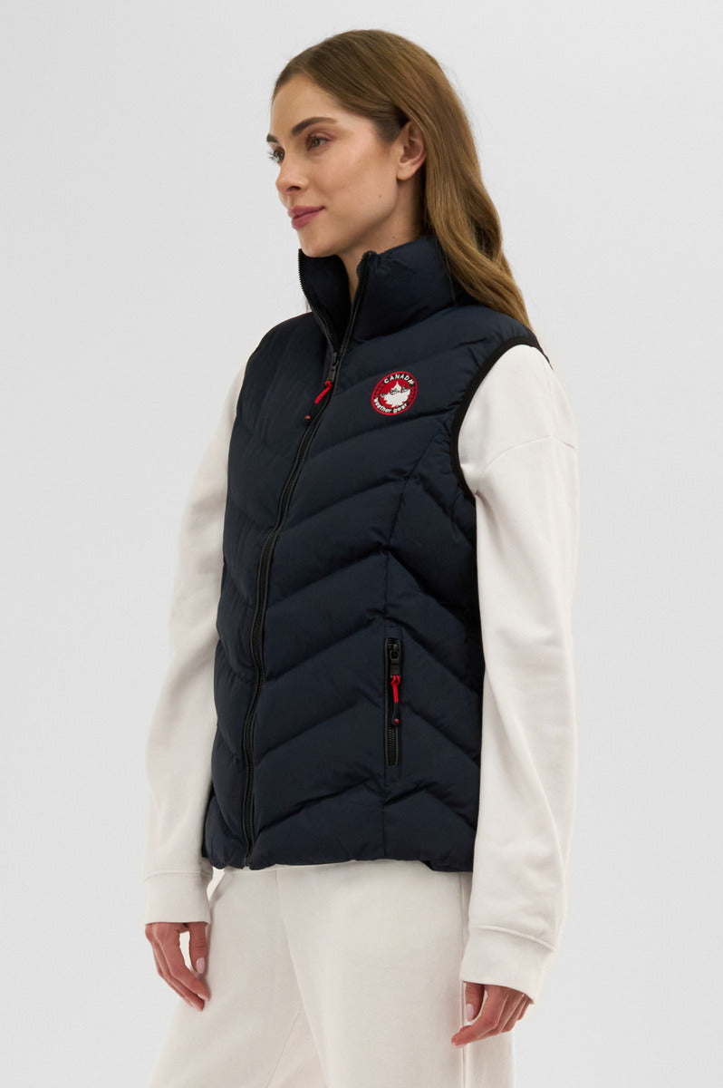 Canada Weather Gear Chevron Bubble Vest - Navy - Womens Vests - Fairweather