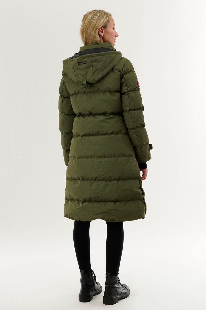 Canada Weather Gear Quilted Maxi Parka Jacket - Olive - Womens Parka Jackets - Fairweather