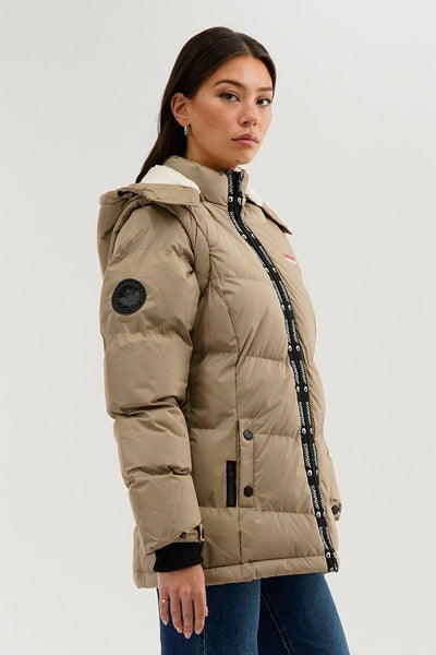 Canada Weather Gear Zip Off Sleeve Parka Jacket - Beige - Womens Parka Jackets - Fairweather